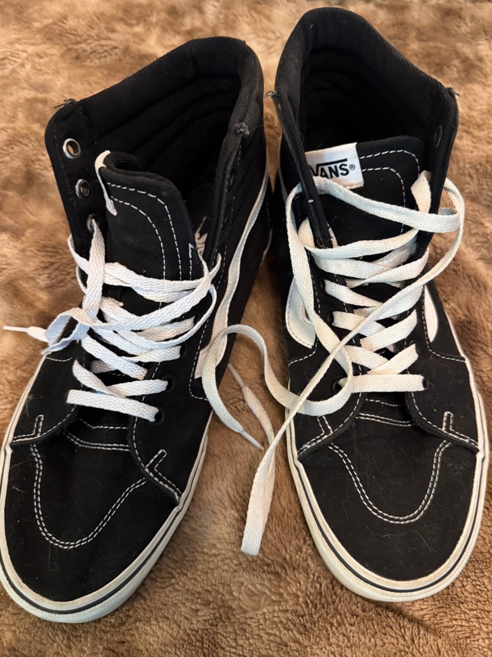Vans Black and White High-Top Skate Sneakers